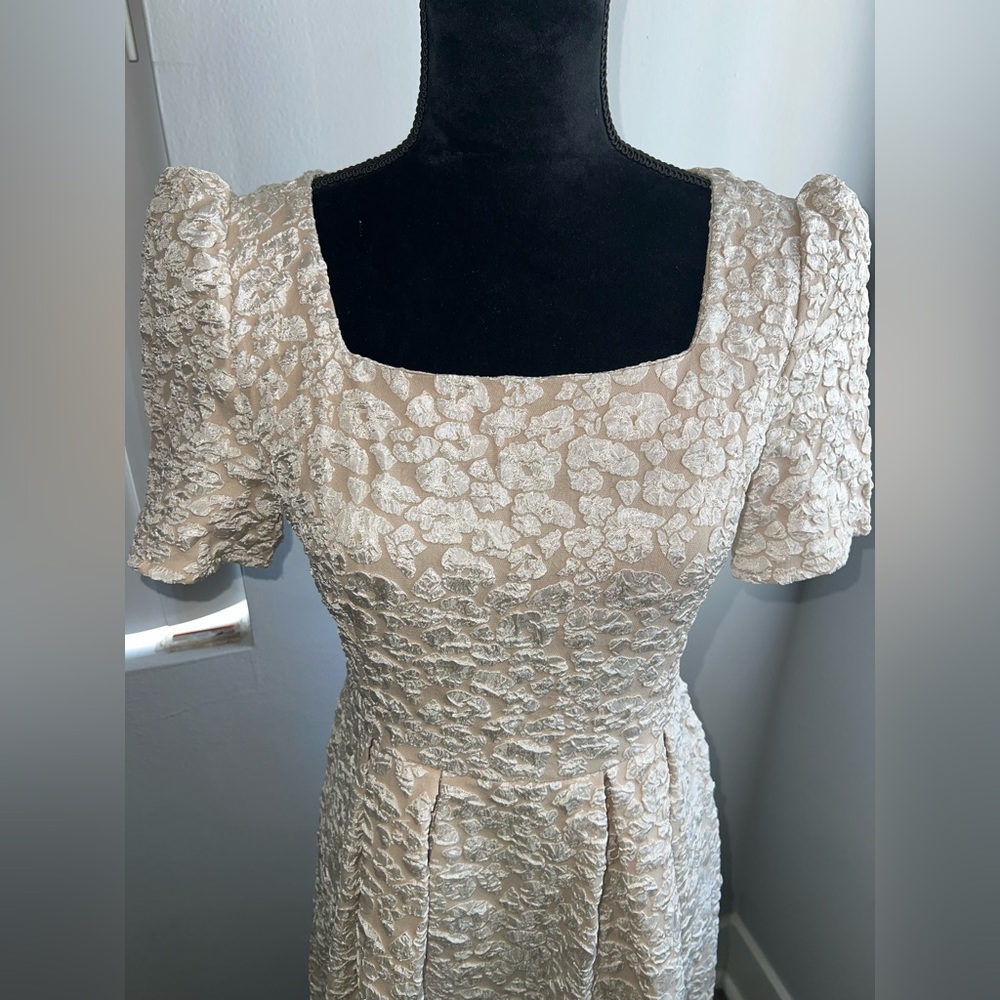 Elegant Cream Textured Dress